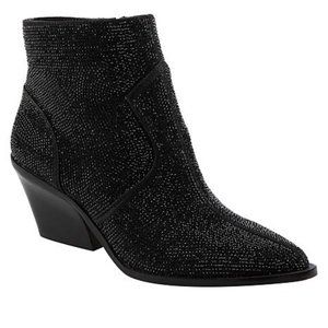 JESSICA SIMPSON ZALOR RHINESTONE WESTERN BOOTIE - BLACK